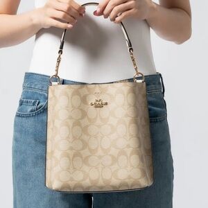Coach Tan Shoulder Bag with Gold Hardware